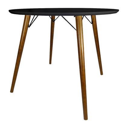 Imagem de Mesa Jantar Redonda Preto 90cm suporte V Mdf Pé Palito Inclinado