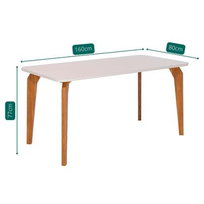 Imagem de Mesa Jantar Retangular 1,60 Papaia Com Vidro Madeira/Off White