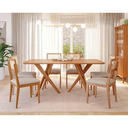 Imagem de Mesa Jantar Retangular 1,80 Sem Vidro Cacau Madeira/Cinamomo