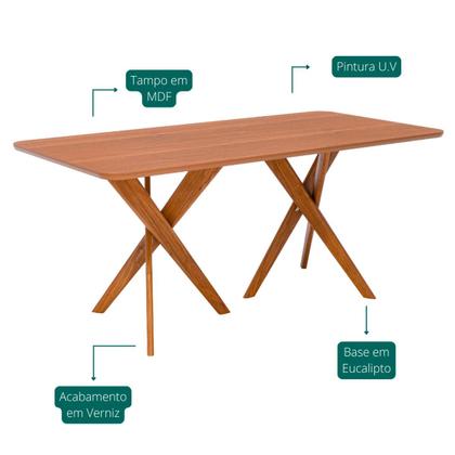 Imagem de Mesa Jantar Retangular 1,80 Sem Vidro Cacau Madeira/Cinamomo