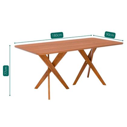 Imagem de Mesa Jantar Retangular 1,80 Sem Vidro Cacau Madeira/Cinamomo