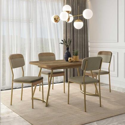 Imagem de Mesa Jantar Retangular 4 Lugares 130cm x 74,5cm Pés em Aço