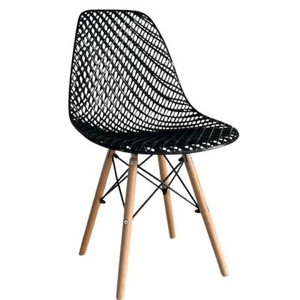 Imagem de Mesa Jantar Retangular Eiffel 120 x 90cm Preta + 4 Cadeiras Eames Eiffel Furadinha Preta