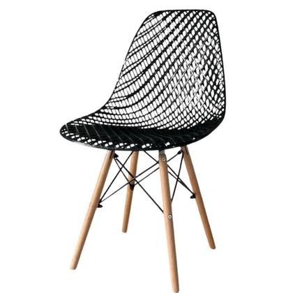 Imagem de Mesa Jantar Retangular Eiffel 120 x 90cm Preta + 4 Cadeiras Eames Eiffel Furadinha Preta