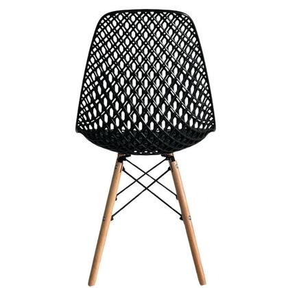 Imagem de Mesa Jantar Retangular Eiffel 120 x 90cm Preta + 4 Cadeiras Eames Eiffel Furadinha Preta