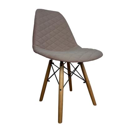 Imagem de Mesa Jantar Retangular Londres Amêndoa 120x77cm com 4 Cadeiras Eames Estofadas Nude Base Madeira