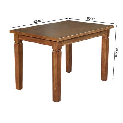Imagem de Mesa Jantar Retangular Madeira Maciça Aurora 120x80 com 4 Cadeiras Paris Base Alumínio - Castanho