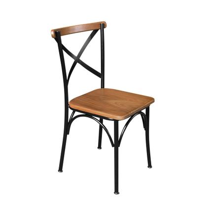 Imagem de Mesa Jantar Retangular Madeira Maciça Aurora 160x80 com 6 Cadeiras Paris Base Alumínio - Castanho