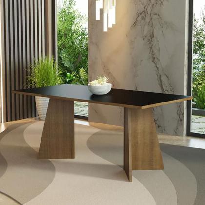 Imagem de Mesa Jantar Retangular Tampo Madeira Rustic-preto