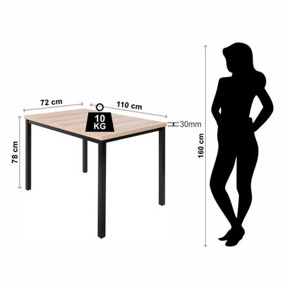 Imagem de Mesa jogo sala jantar cipalfe flex tubo preto fosco tampo madeira bp laminado 1,10m