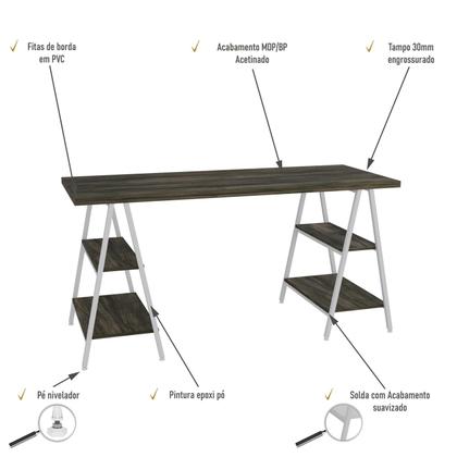 Imagem de Mesa Kuadra Cavalete 150X60X75cm