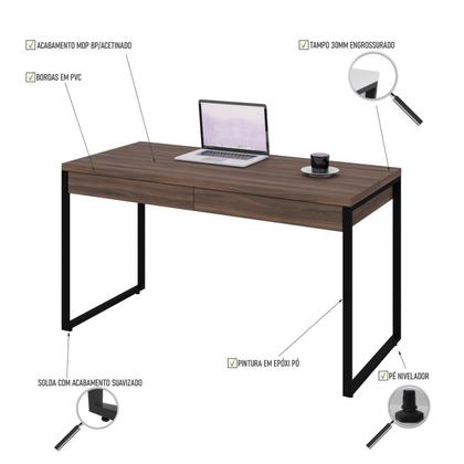 Imagem de Mesa Kuadra Office 135X60X75cm C/02 Gavetas