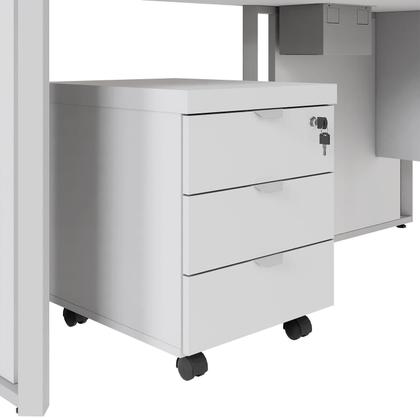 Imagem de Mesa L Executiva 2,00m c/ Cx de Tomadas Gaveteiro 3 Gav. F5