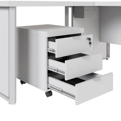 Imagem de Mesa L Executiva 2,00m c/ Cx de Tomadas Gaveteiro 3 Gav. F5