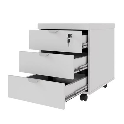 Imagem de Mesa L Executiva 2,00m c/ Cx de Tomadas Gaveteiro 3 Gav. F5