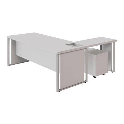 Imagem de Mesa L Executiva 2,00m c/ Cx de Tomadas Gaveteiro 3 Gav. F5