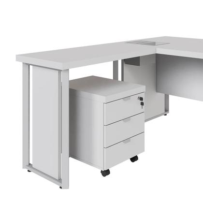 Imagem de Mesa L Executiva 2,00m c/ Cx de Tomadas Gaveteiro 3 Gav. F5