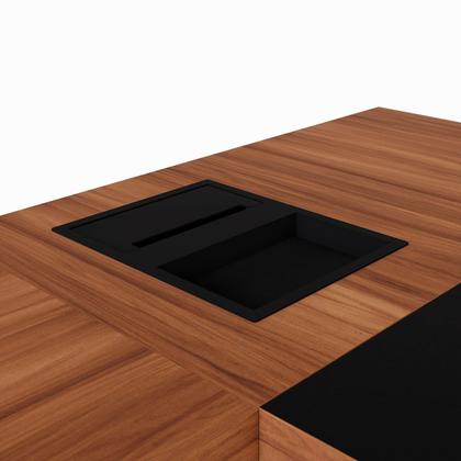 Imagem de Mesa L Executiva 2,00m c/ Cx de Tomadas Gaveteiro 3 Gav. F5