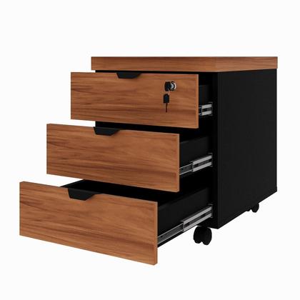 Imagem de Mesa L Executiva 2,00m c/ Cx de Tomadas Gaveteiro 3 Gav. F5