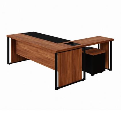 Imagem de Mesa L Executiva 2,00m c/ Cx de Tomadas Gaveteiro 3 Gav. F5