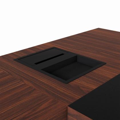 Imagem de Mesa L Executiva 2,00m c/ Cx de Tomadas Gaveteiro 3 Gav. F5