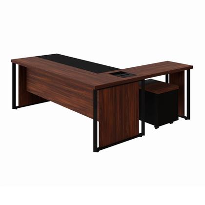 Imagem de Mesa L Executiva 2,00m c/ Cx de Tomadas Gaveteiro 3 Gav. F5