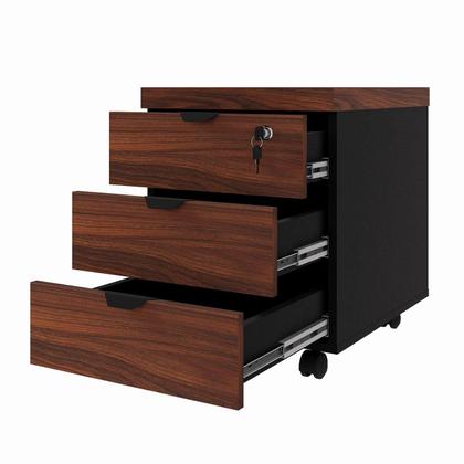 Imagem de Mesa L Executiva 2,00m c/ Cx de Tomadas Gaveteiro 3 Gav. F5