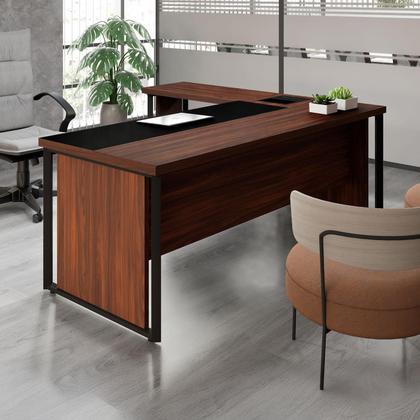 Imagem de Mesa L Executiva 2,00m c/ Cx de Tomadas Gaveteiro 3 Gav. F5