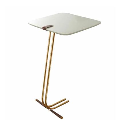 Imagem de Mesa L50 Lateral Aproximação Sofá Off White Base Dourada