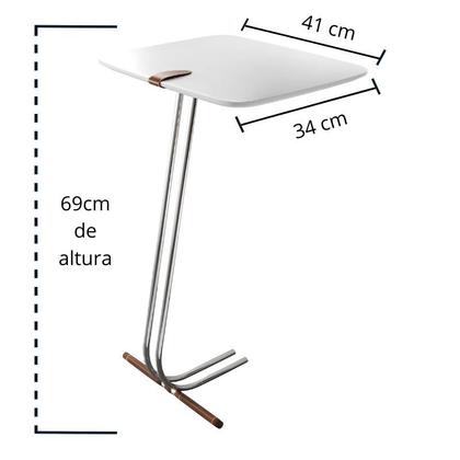 Imagem de Mesa L50 Lateral Aproximação Sofá Off White Base Dourada