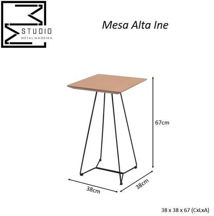 Imagem de Mesa Lateral Alta Apoio Ine Charme Industrial