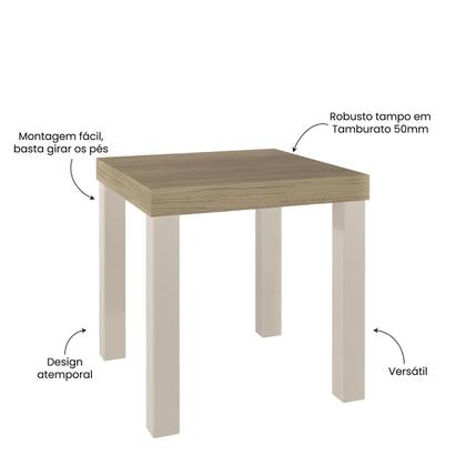 Imagem de Mesa Lateral Apoio Quadrada 45cm com Pés Multimóveis CR45303