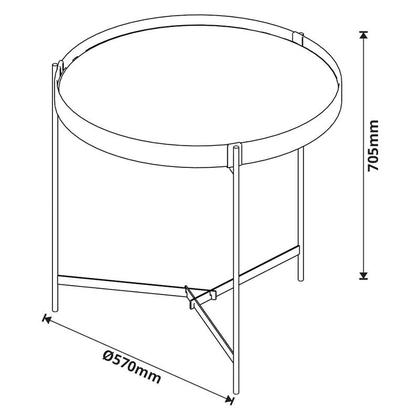 Imagem de Mesa Lateral Aqua Grande com Vidro Off White Cobre - Imcal