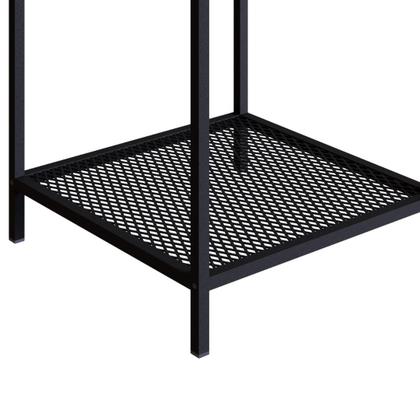 Imagem de Mesa Lateral Auxiliar Industrial Retrô Quadrada 1 Prateleira Madeira/Aço York