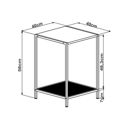 Imagem de Mesa Lateral Auxiliar Industrial Retrô Quadrada 1 Prateleira Madeira/Aço York