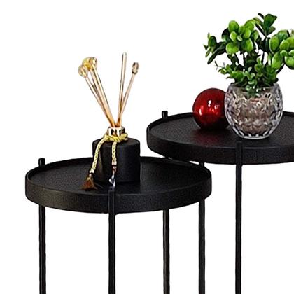 Imagem de Mesa Lateral Canto Ambiente Casa Sala Estar Conjunto Apoio Sofá Pequena Redonda