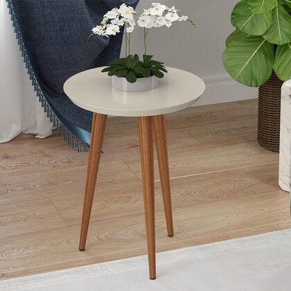 Imagem de Mesa Lateral Canto Para Sala Redonda Luna Patrimar Off White