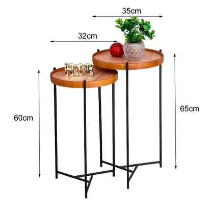Imagem de Mesa Lateral Canto Redonda Pequena Conjunto Apoio Sofá Ambiente Casa Sala Estar