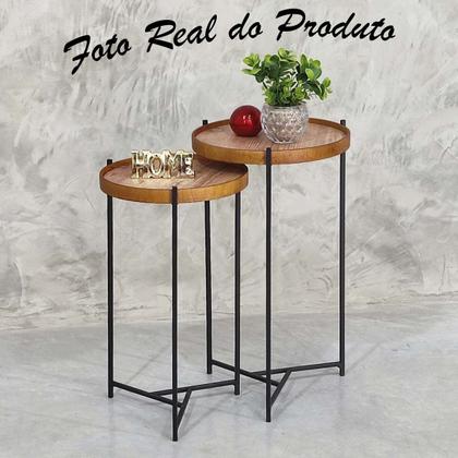 Imagem de Mesa Lateral Canto Redonda Pequena Conjunto Apoio Sofá Ambiente Casa Sala Estar