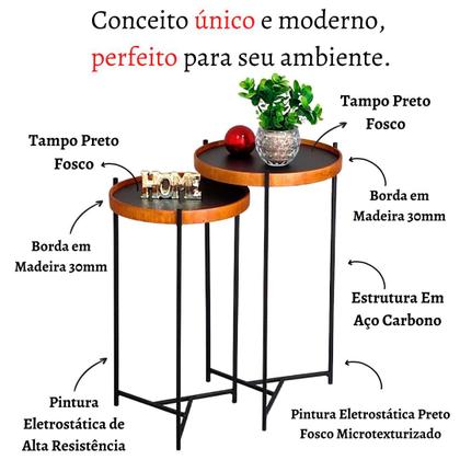 Imagem de Mesa Lateral Canto Redonda Pequena Conjunto Apoio Sofá Ambiente Casa Sala Estar