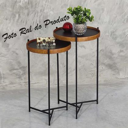 Imagem de Mesa Lateral Canto Redonda Pequena Conjunto Apoio Sofá Ambiente Casa Sala Estar