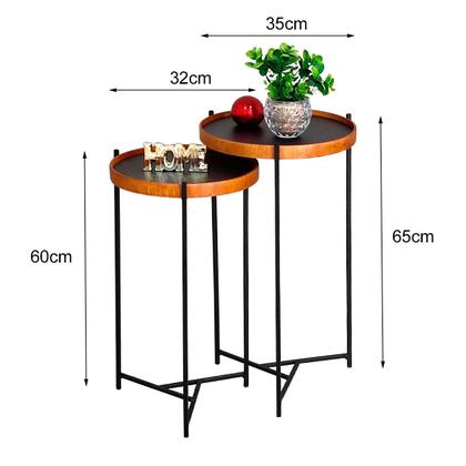 Imagem de Mesa Lateral Canto Redonda Pequena Conjunto Apoio Sofá Ambiente Casa Sala Estar