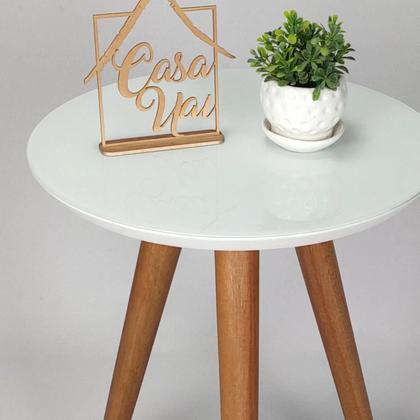 Imagem de Mesa Lateral com Vidro 50x40cm Pés Palito