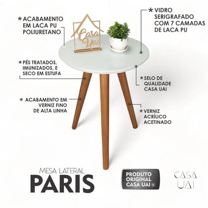 Imagem de Mesa Lateral com Vidro 50x40cm Pés Palito