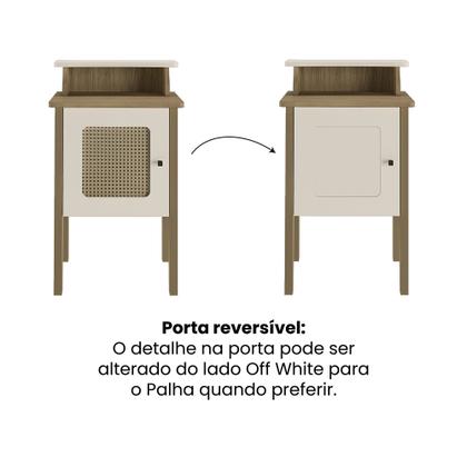 Imagem de Mesa Lateral de Apoio 100% MDF com Porta em Palinha Charlotte