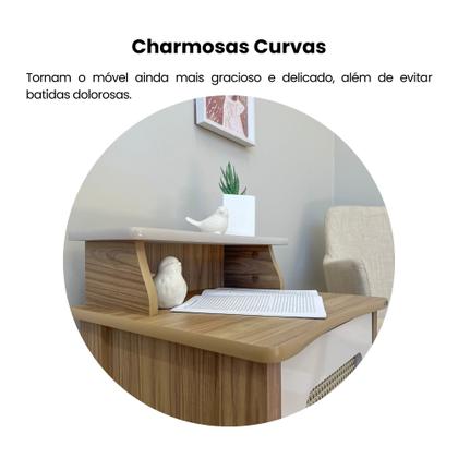 Imagem de Mesa Lateral de Apoio 100% MDF com Porta em Palinha Charlotte