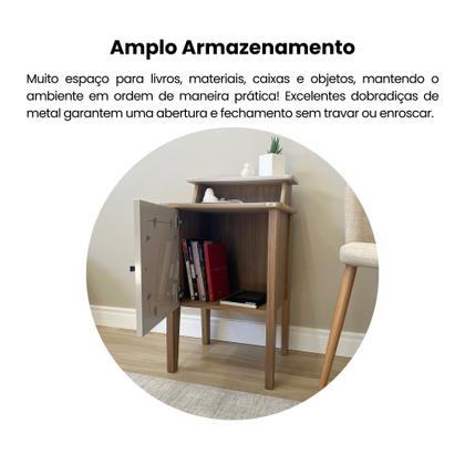 Imagem de Mesa Lateral de Apoio 100% MDF com Porta em Palinha Charlotte