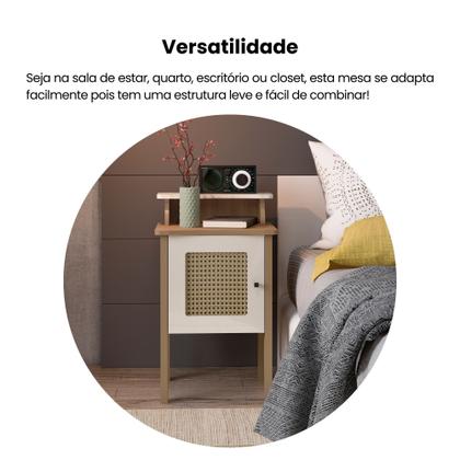 Imagem de Mesa Lateral de Apoio 100% MDF com Porta em Palinha Charlotte