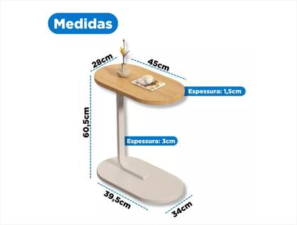 Imagem de Mesa Lateral de Apoio em MFD e Ferro Bege