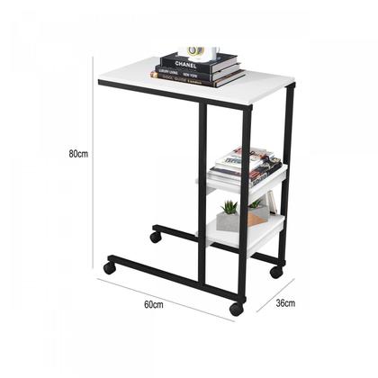 Imagem de Mesa Lateral de Apoio Industrial com Rodízio Fit Yescasa Branco